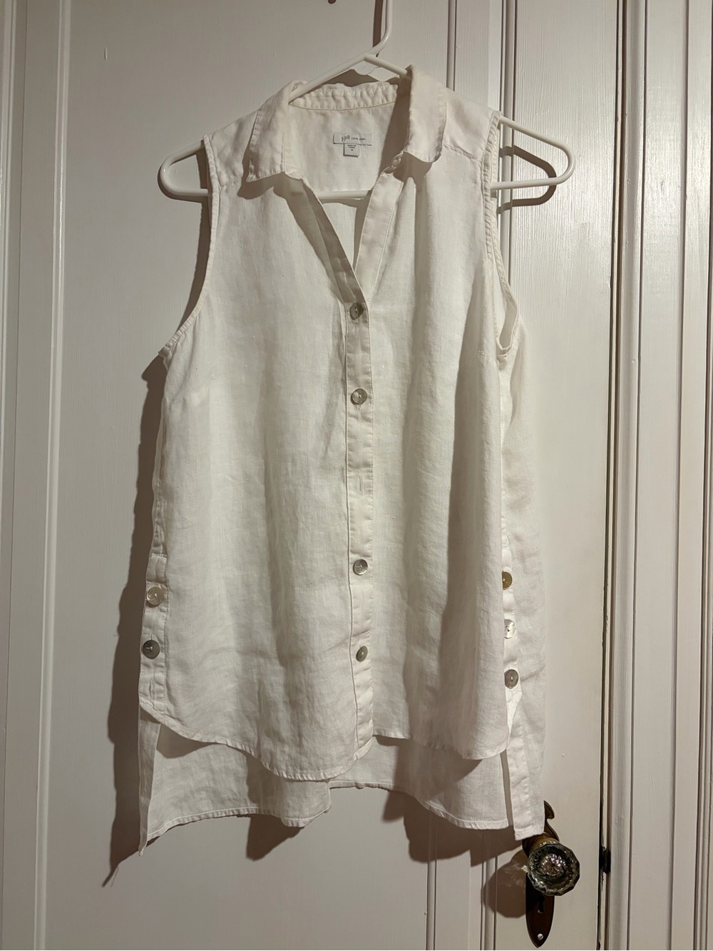 J. Jill Sleeveless Button-up Linen Tunic - White